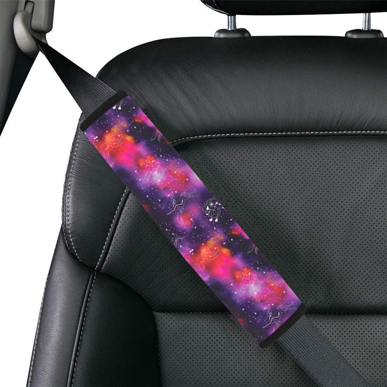 Animal Ancestors 9 Cosmic Swirl Purple and Red Car Seat Belt Cover 7''x12.6'' (Pack of 2)