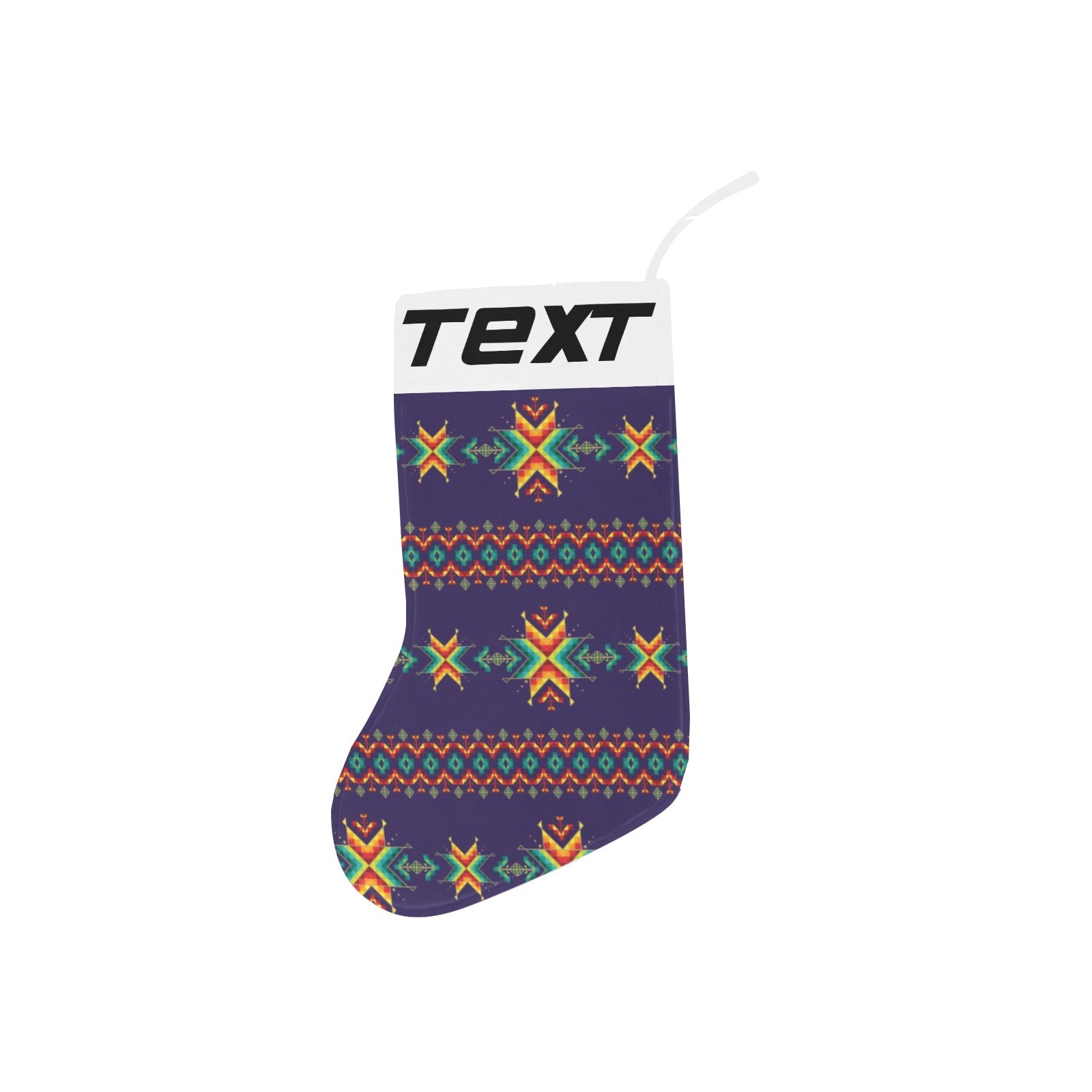 Dreams of Ancestors Indigo Christmas Stocking (Custom Text on The Top)