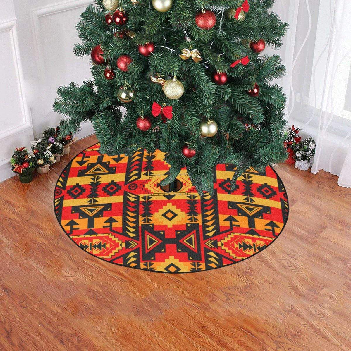 Chiefs Mountain Fire Christmas Tree Skirt 47" x 47" Christmas Tree Skirt e-joyer 