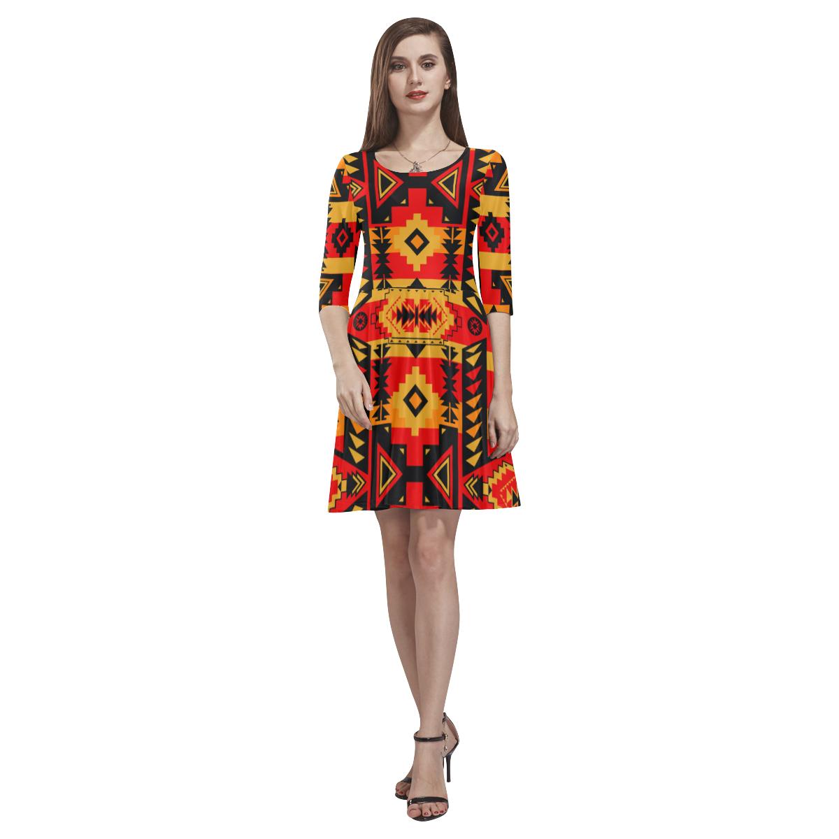 Chiefs Mountain Fire Tethys Half-Sleeve Skater Dress(Model D20) Tethys Half-Sleeve Skater Dress (D20) e-joyer 