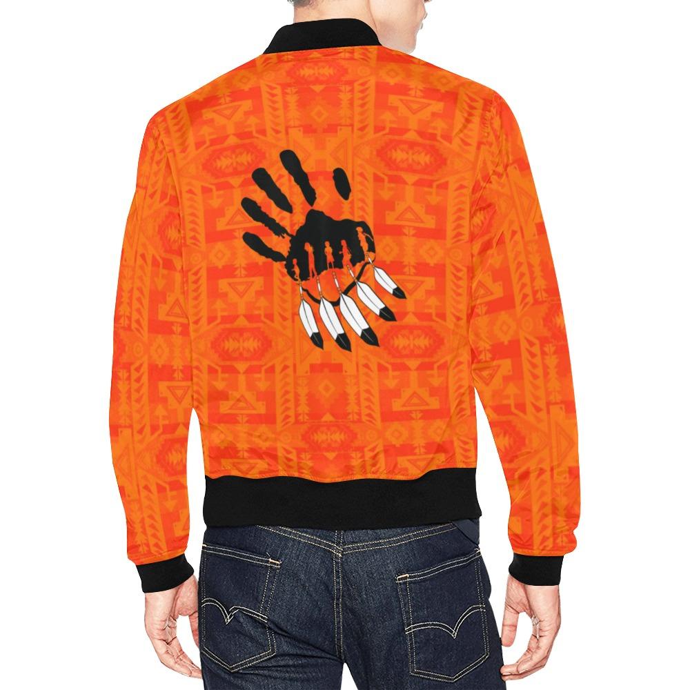 Chiefs Mountain Orange A feather for each All Over Print Bomber Jacket for Men (Model H19) All Over Print Bomber Jacket for Men (H19) e-joyer 