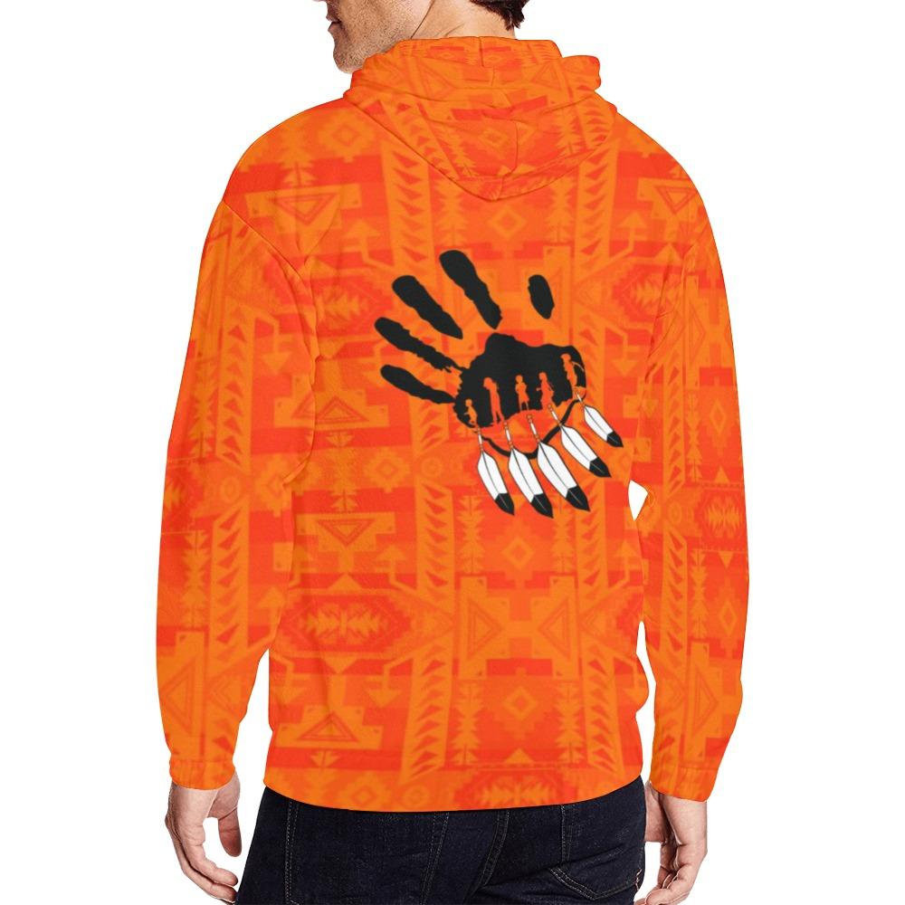 Chiefs Mountain Orange A feather for each All Over Print Full Zip Hoodie for Men (Model H14) All Over Print Full Zip Hoodie for Men (H14) e-joyer 