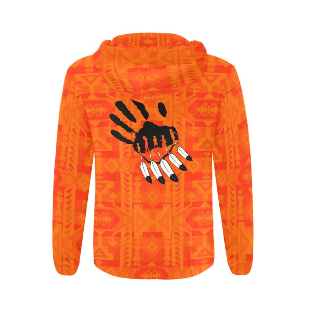 Chiefs Mountain Orange A feather for each All Over Print Full Zip Hoodie for Men (Model H14) All Over Print Full Zip Hoodie for Men (H14) e-joyer 