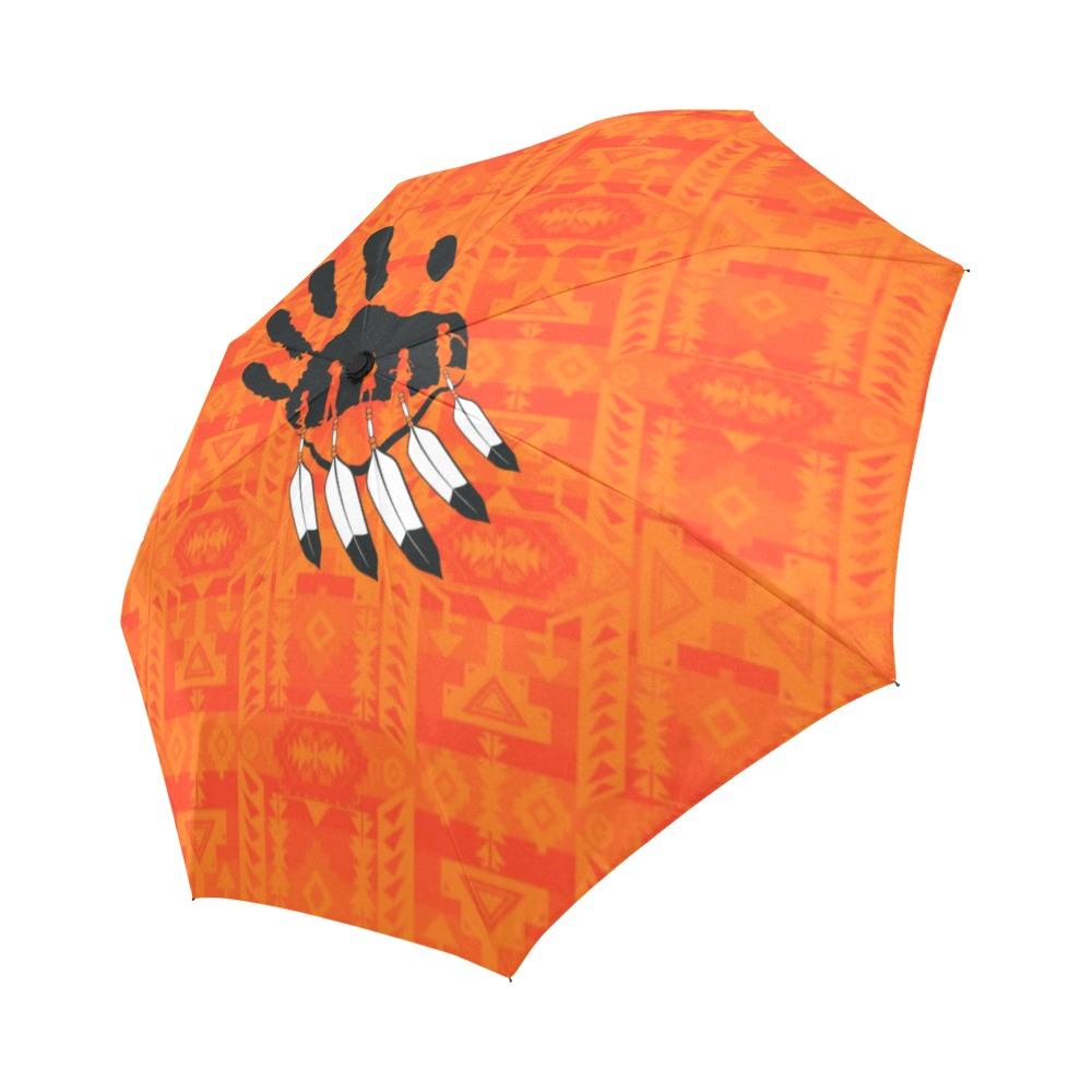 Chiefs Mountain Orange A feather for each Auto-Foldable Umbrella (Model U04) Auto-Foldable Umbrella e-joyer 