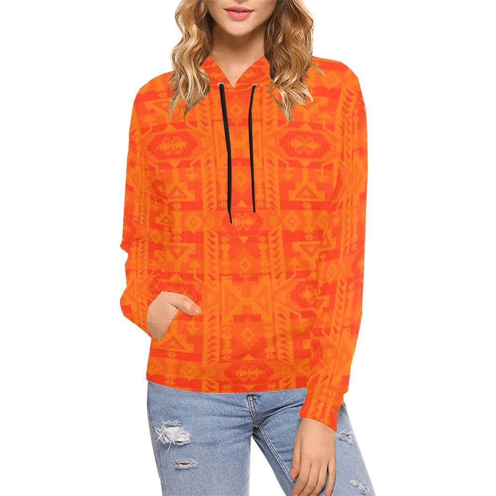 Chiefs Mountain Orange All Over Print Hoodie for Women (USA Size) (Model H13) All Over Print Hoodie for Women (H13) e-joyer 
