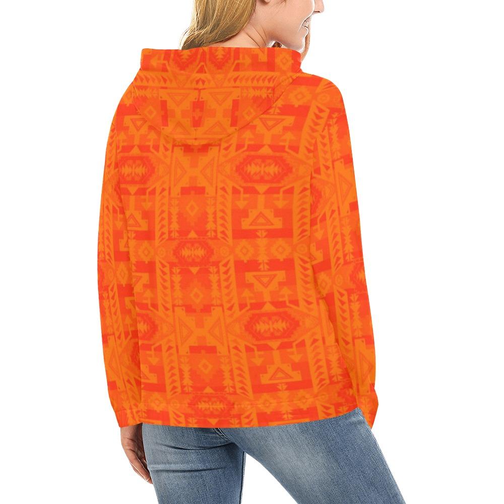 Chiefs Mountain Orange Feather Directions All Over Print Hoodie for Women (USA Size) (Model H13) All Over Print Hoodie for Women (H13) e-joyer 