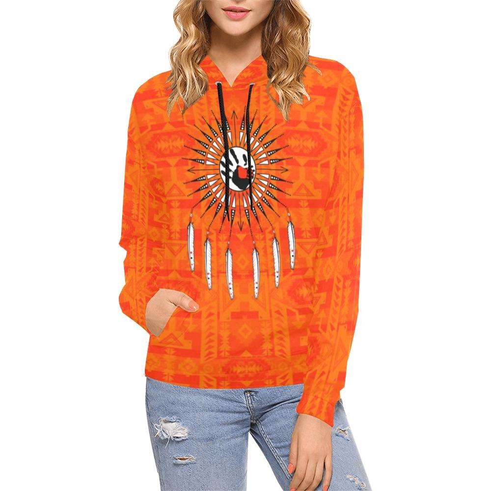 Chiefs Mountain Orange Feather Directions All Over Print Hoodie for Women (USA Size) (Model H13) All Over Print Hoodie for Women (H13) e-joyer 