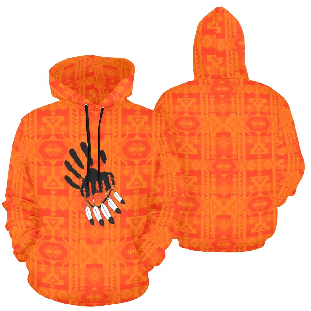 Chiefs Mountain Orange Orange A feather for each All Over Print Hoodie for Men (USA Size) (Model H13) All Over Print Hoodie for Men (H13) e-joyer 