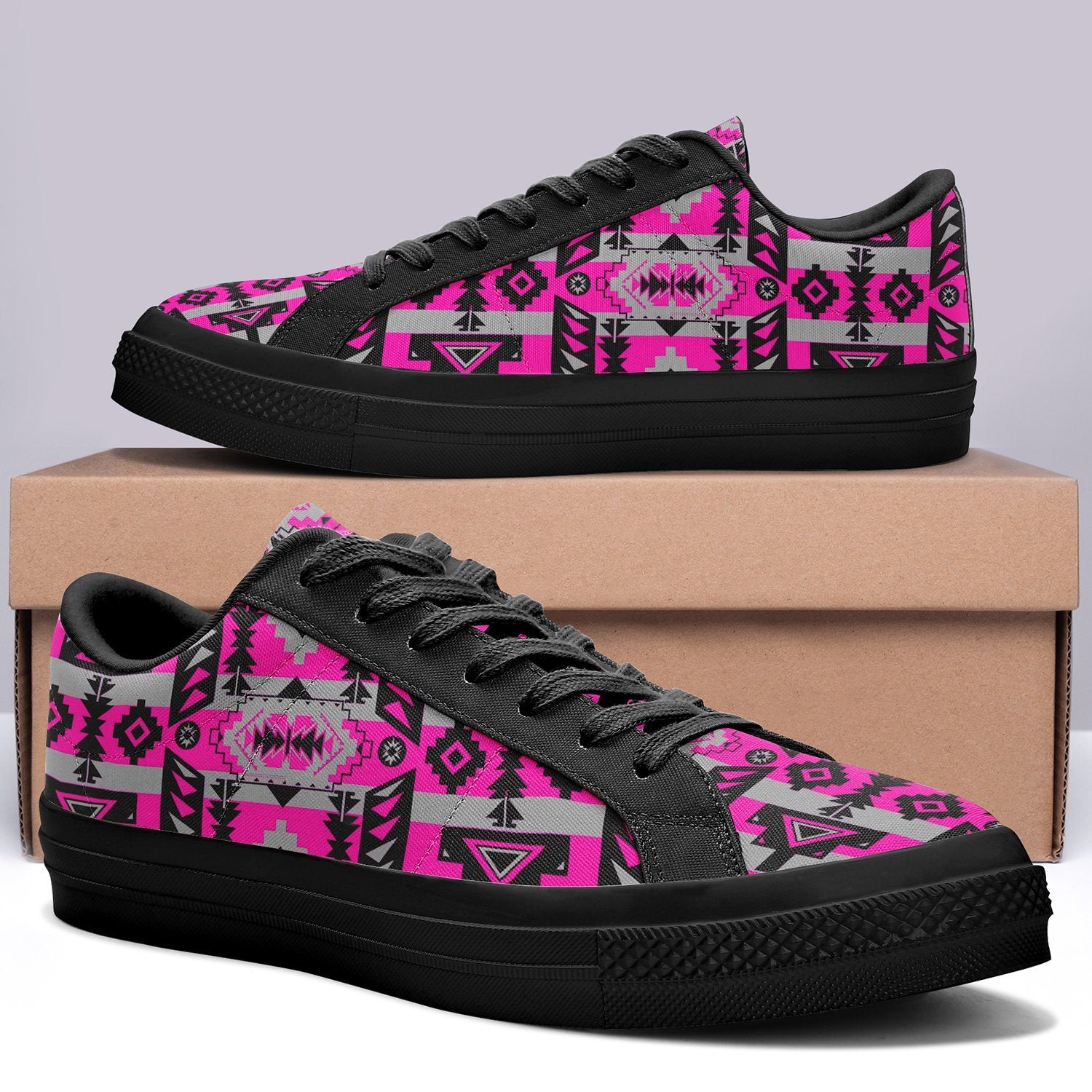 Chiefs Mountain Stunning Sunset Aapisi Low Top Canvas Shoes Black Sole 49 Dzine 