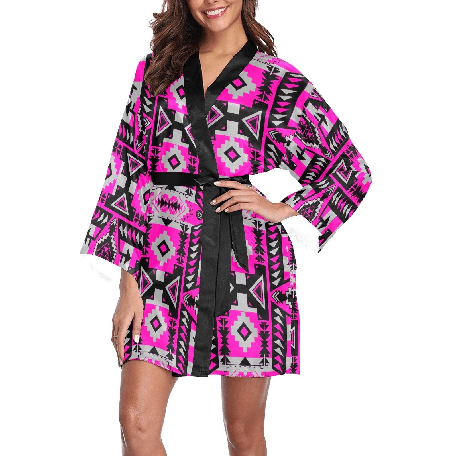 Chiefs Mountain Stunning Sunset Long Sleeve Kimono Robe Long Sleeve Kimono Robe e-joyer 