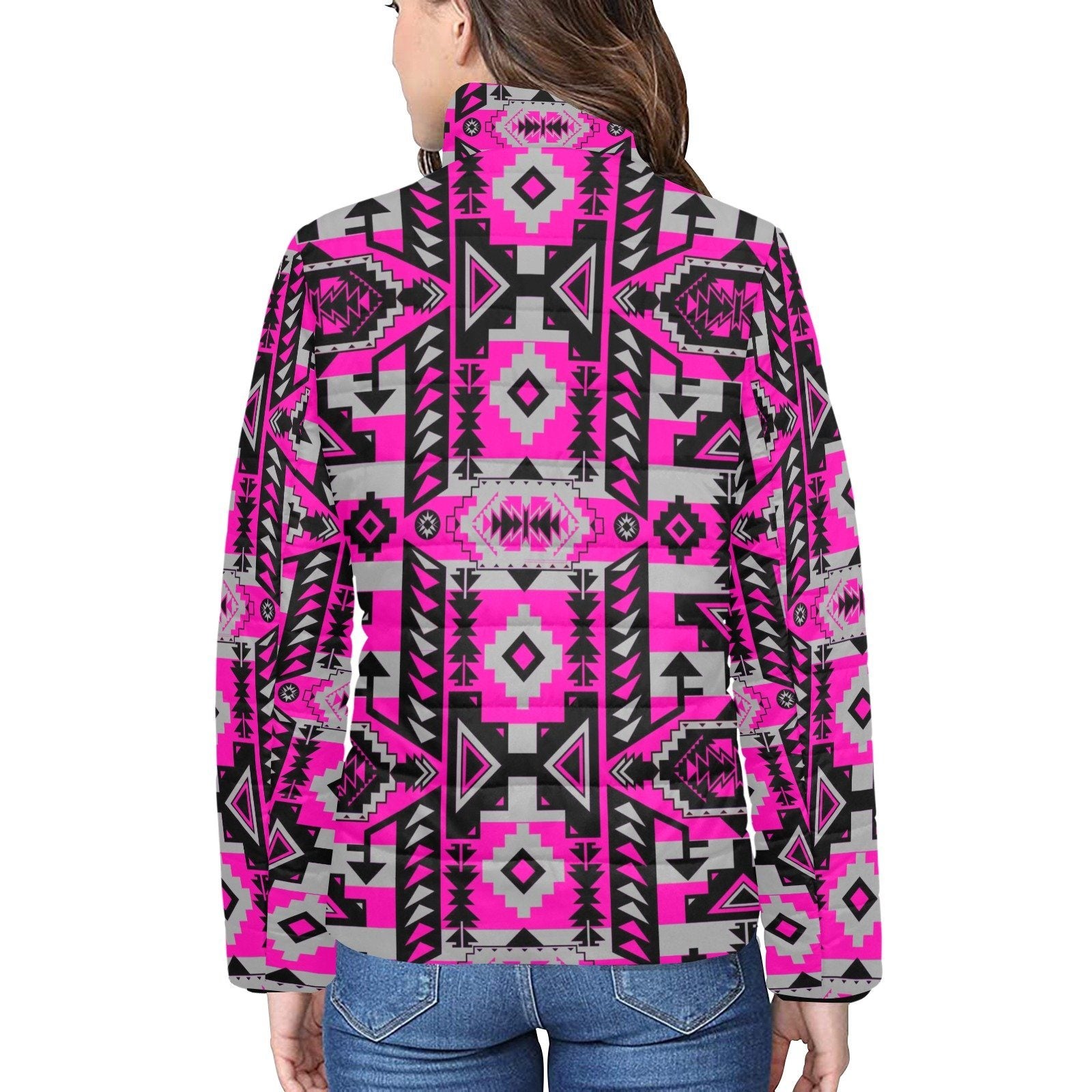 Chiefs Mountain Stunning Sunset Women's Stand Collar Padded Jacket (Model H41) jacket e-joyer 