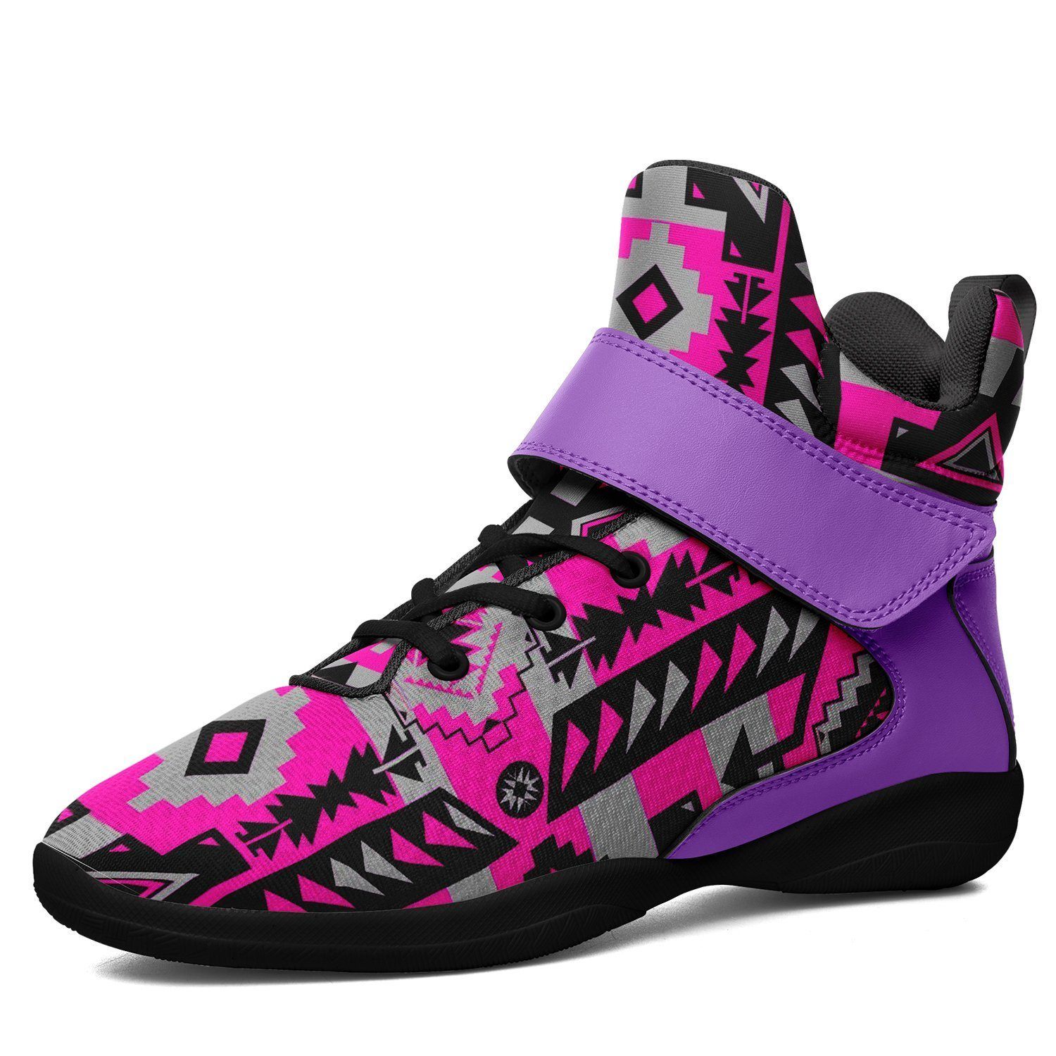 Chiefs Mountain Sunset Kid's Ipottaa Basketball / Sport High Top Shoes 49 Dzine US Child 12.5 / EUR 30 Black Sole with Lavender Strap 