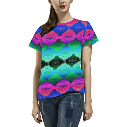 Cofitichequi Moon Shadow All Over Print T-shirt for Women/Large Size (USA Size) (Model T40) All Over Print T-Shirt for Women/Large (T40) e-joyer 