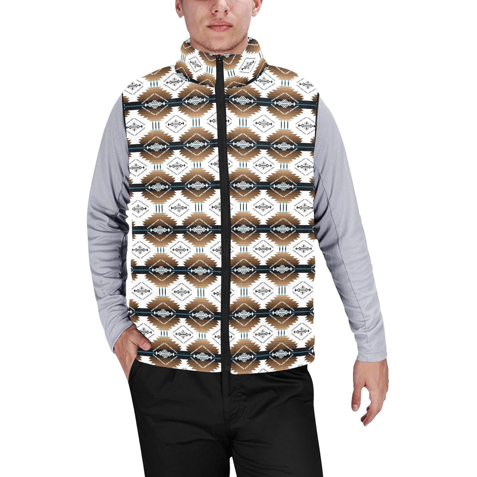 Cofitichequi White Men's Padded Vest Jacket (Model H44) Men's Padded Vest Jacket (H44) e-joyer 