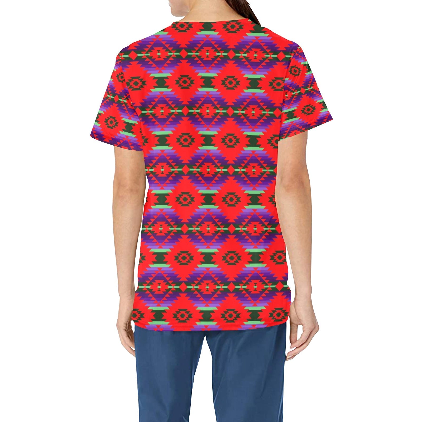 Cree Confederacy Chicken Dance All Over Print Scrub Top Scrub Top e-joyer 