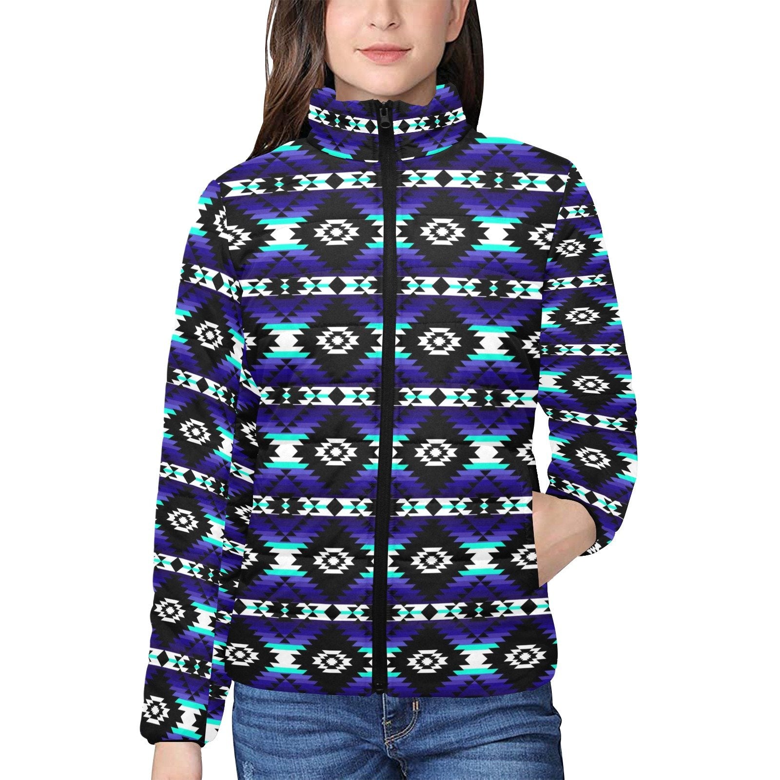 Cree Confederacy Midnight Women's Stand Collar Padded Jacket (Model H41) jacket e-joyer 