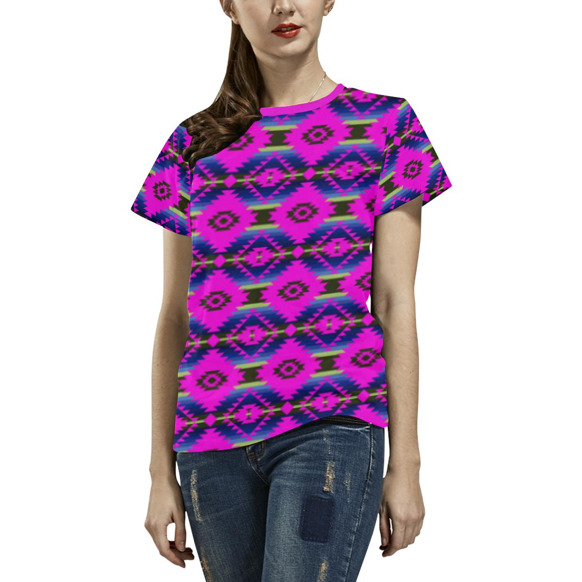 Cree Confederacy Ribbon Dress All Over Print T-shirt for Women/Large Size (USA Size) (Model T40) All Over Print T-Shirt for Women/Large (T40) e-joyer 