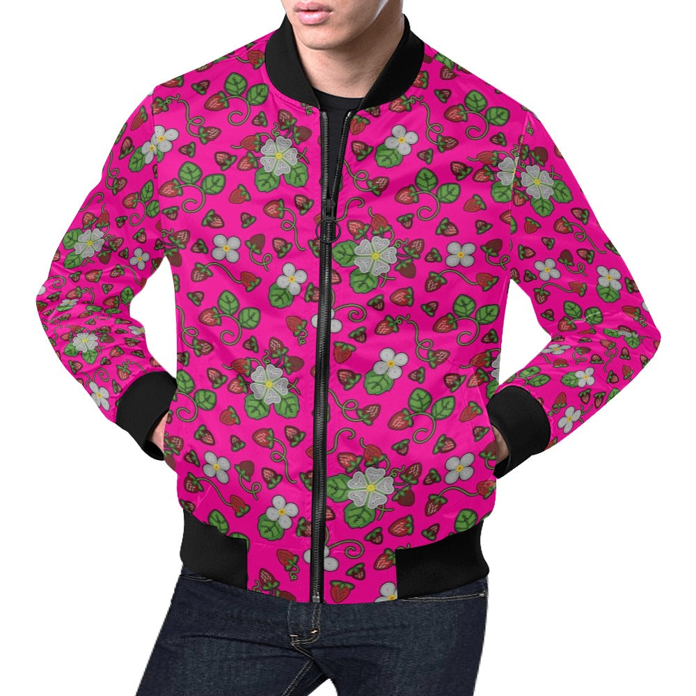Strawberry Dreams Blush All Over Print Bomber Jacket for Men