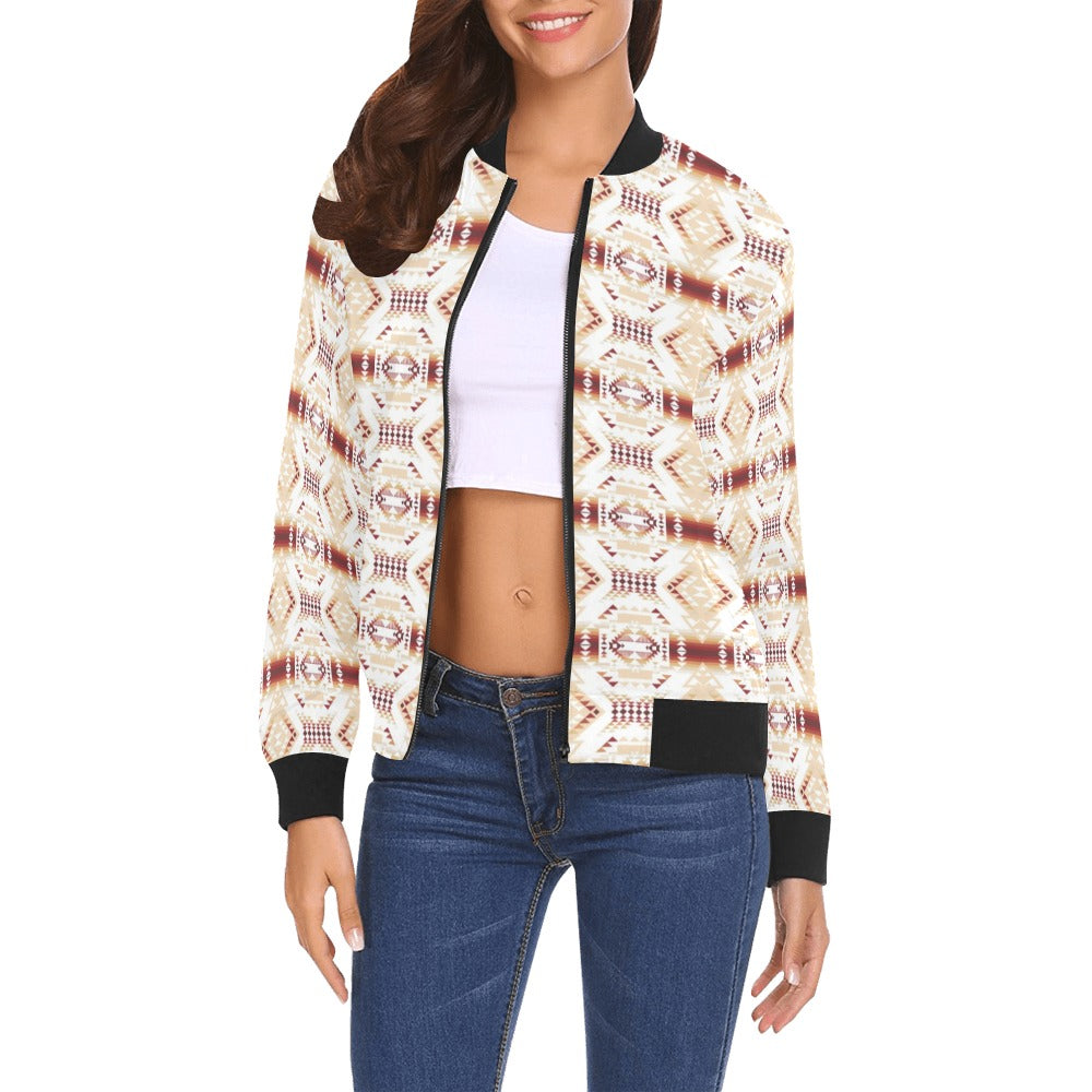 Gathering Clay All Over Print Bomber Jacket for Women