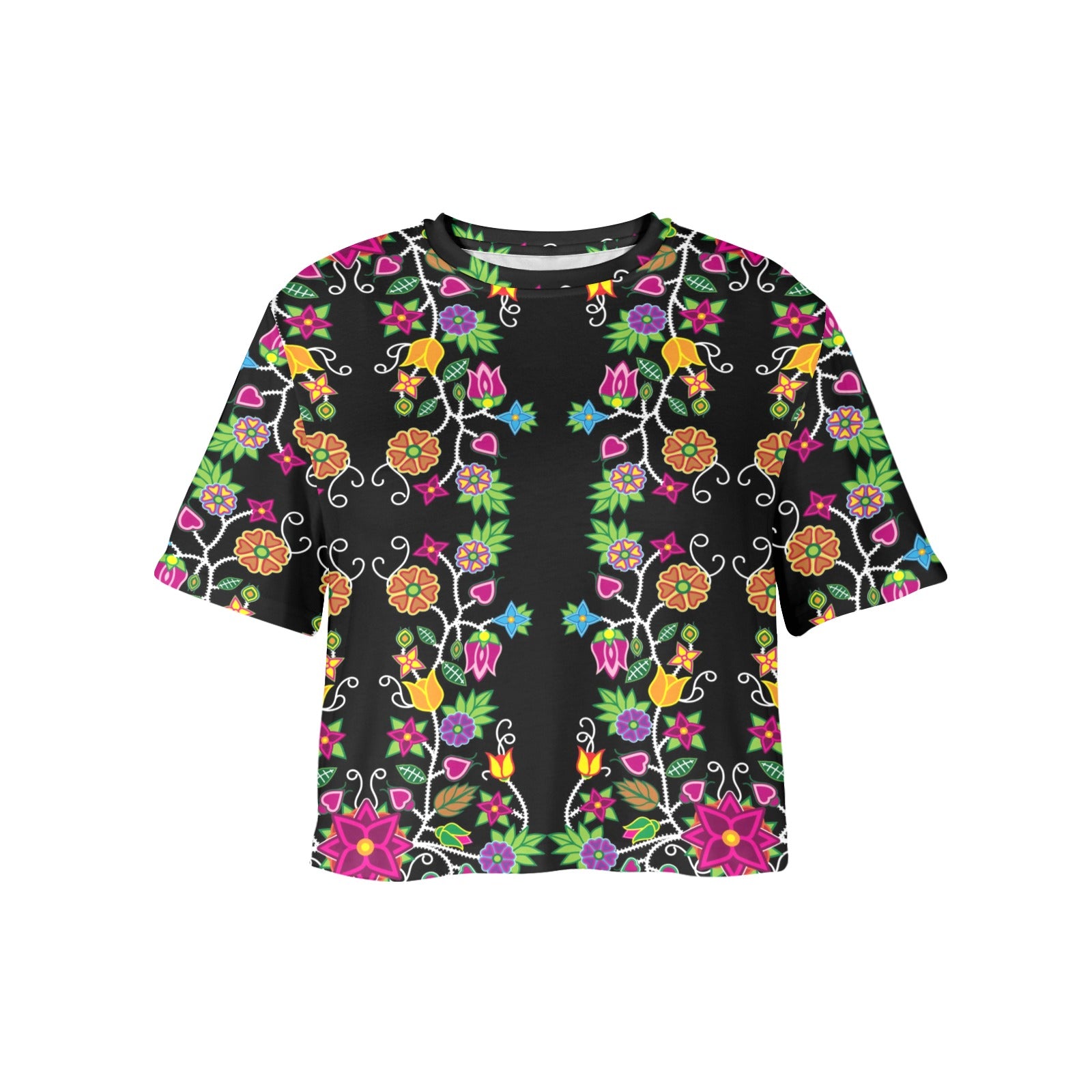 Floral Beadwork Women's Cropped T-shirt