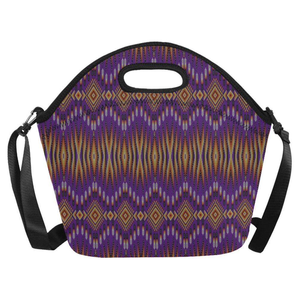 Fire Feather Purple Neoprene Lunch Bag/Large