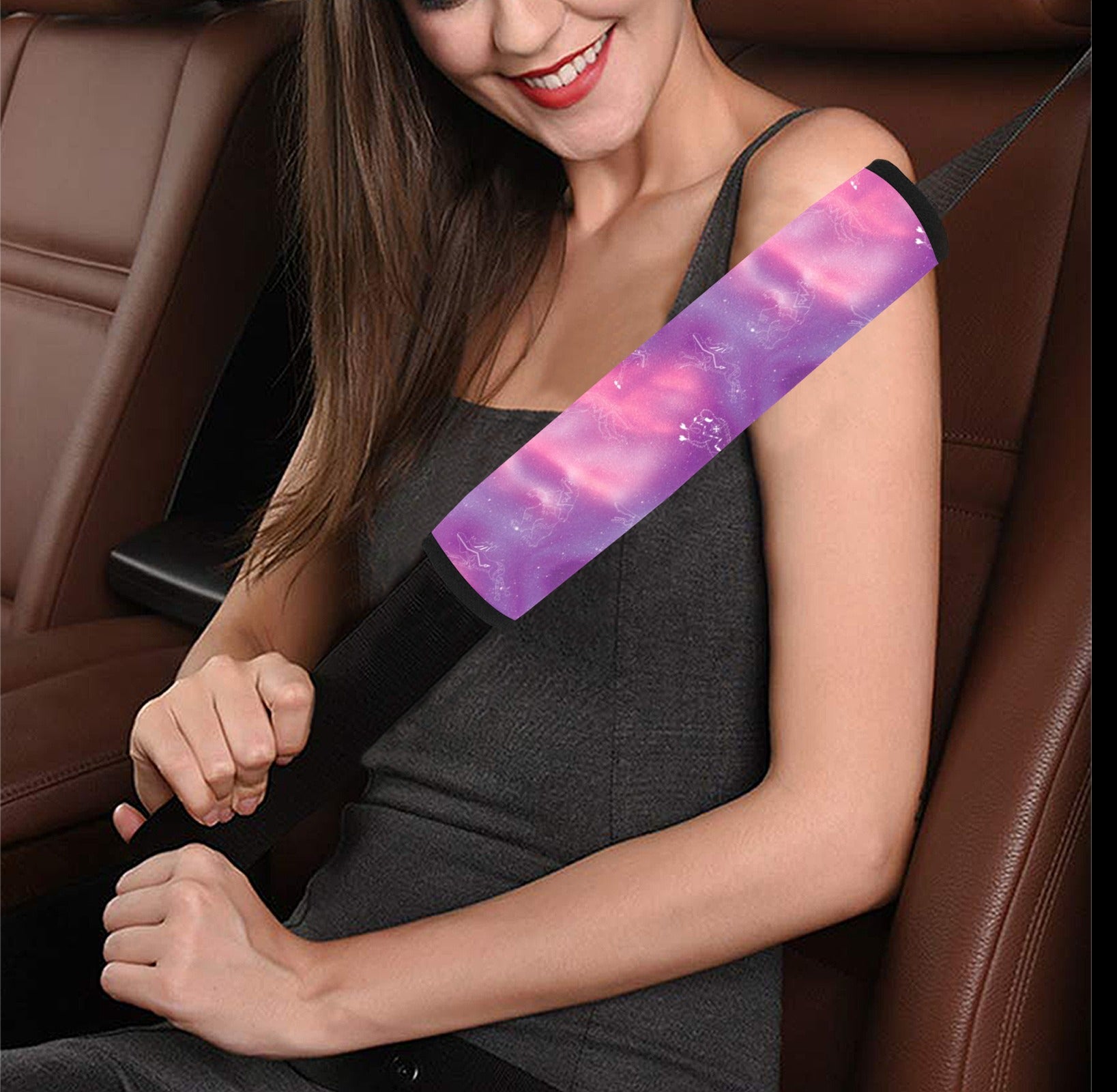 Animal Ancestors 7 Aurora Gases Pink and Purple Car Seat Belt Cover 7''x12.6'' (Pack of 2)