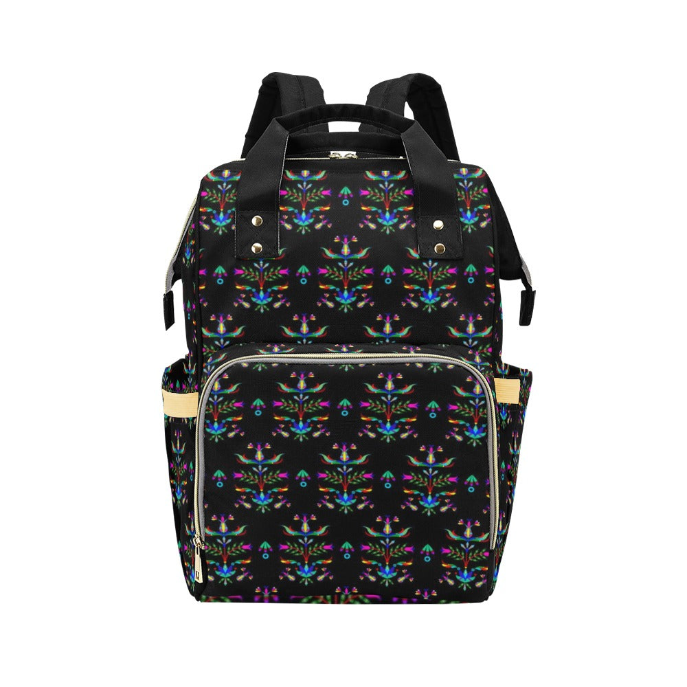 Dakota Damask Black Multi-Function Diaper Backpack/Diaper Bag