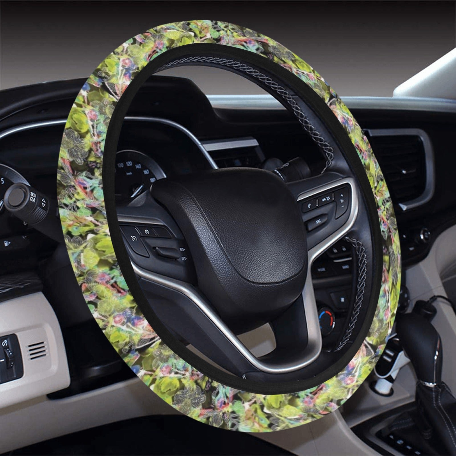 Culture in Nature Green Leaf Steering Wheel Cover with Elastic Edge