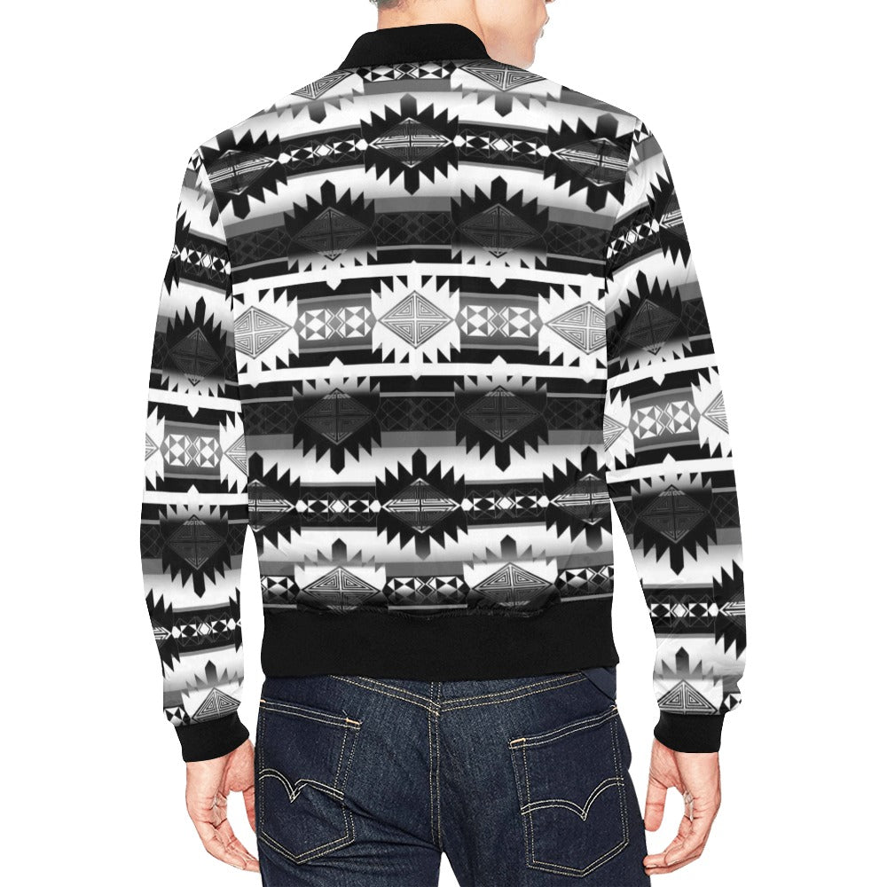 Okotoks Black and White Bomber Jacket for Men