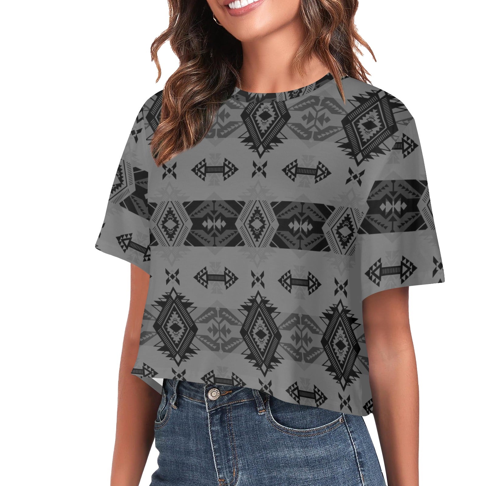 Sovereign Nation Gray Women's Cropped T-shirt