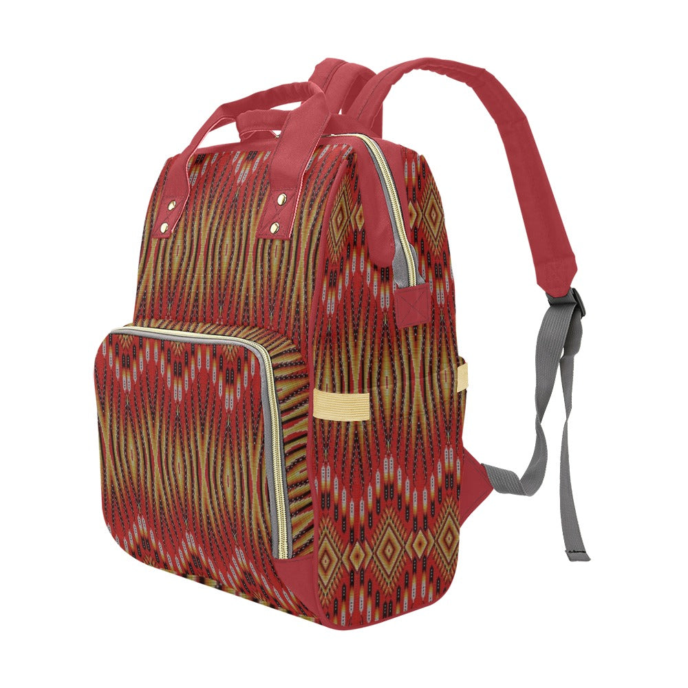 Fire Feather Red Multi-Function Diaper Backpack/Diaper Bag
