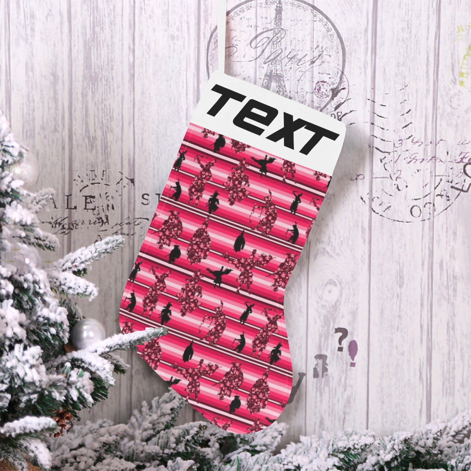 Dancers Floral Amour Christmas Stocking (Custom Text on The Top)