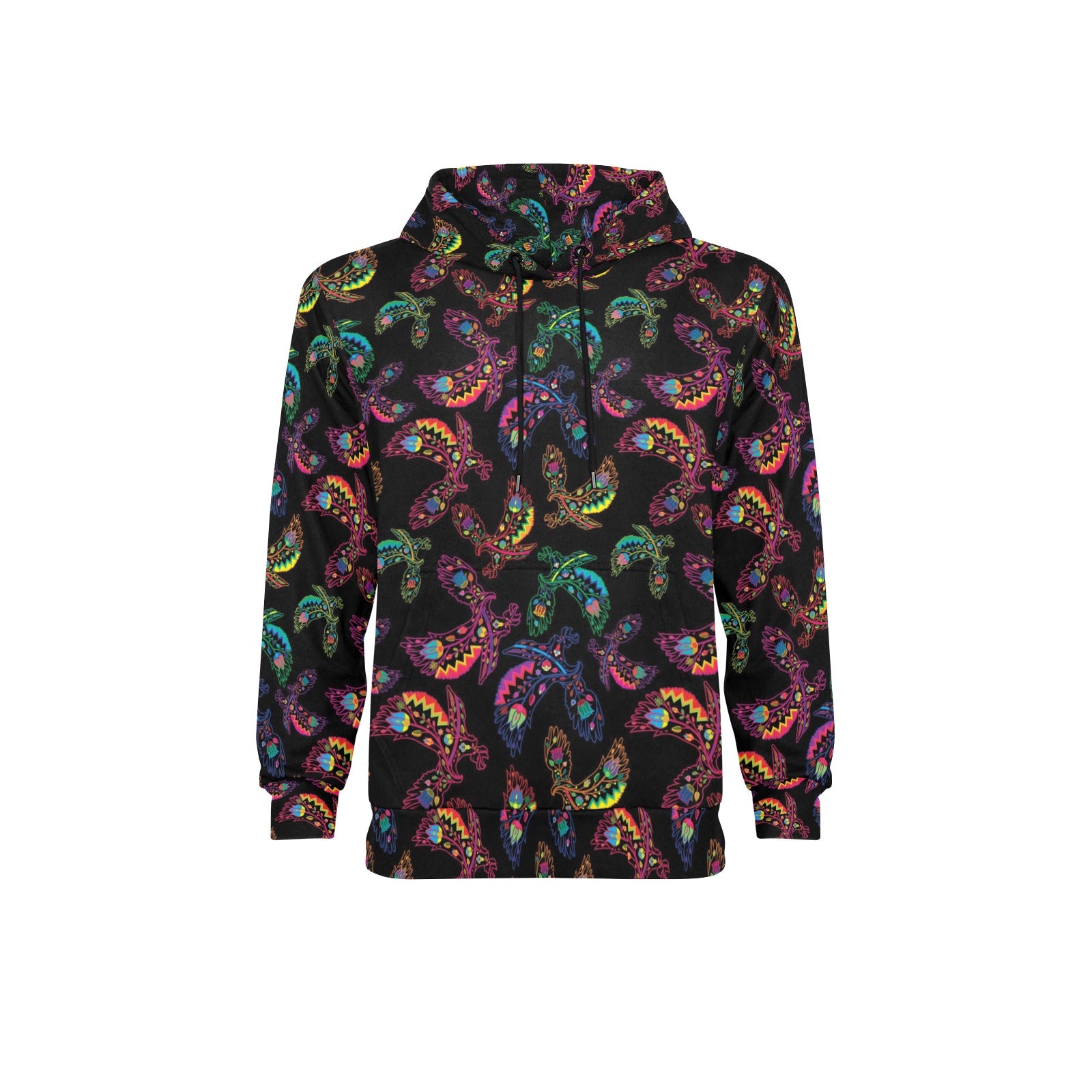 Neon Floral Eagles Men's Long Sleeve Fleece Hoodie