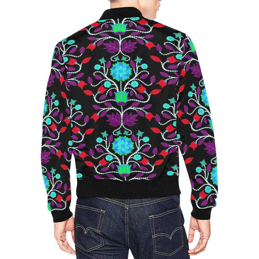 Floral Beadwork Four Clans Winter Bomber Jacket for Men