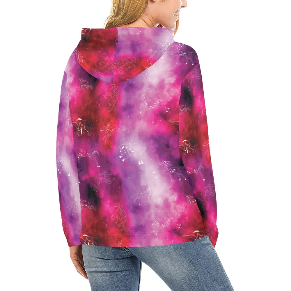 Animal Ancestors 8 Gaseous Clouds Pink and Red Hoodie for Women (USA Size) (Model H13)