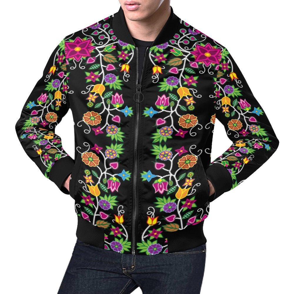 Floral Beadwork Bomber Jacket for Men