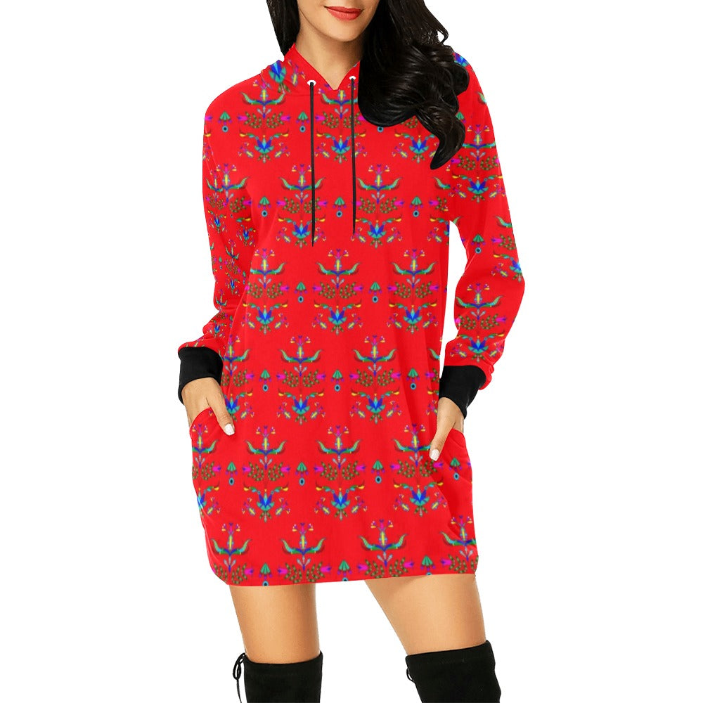 Dakota Damask Red Hoodie Dress