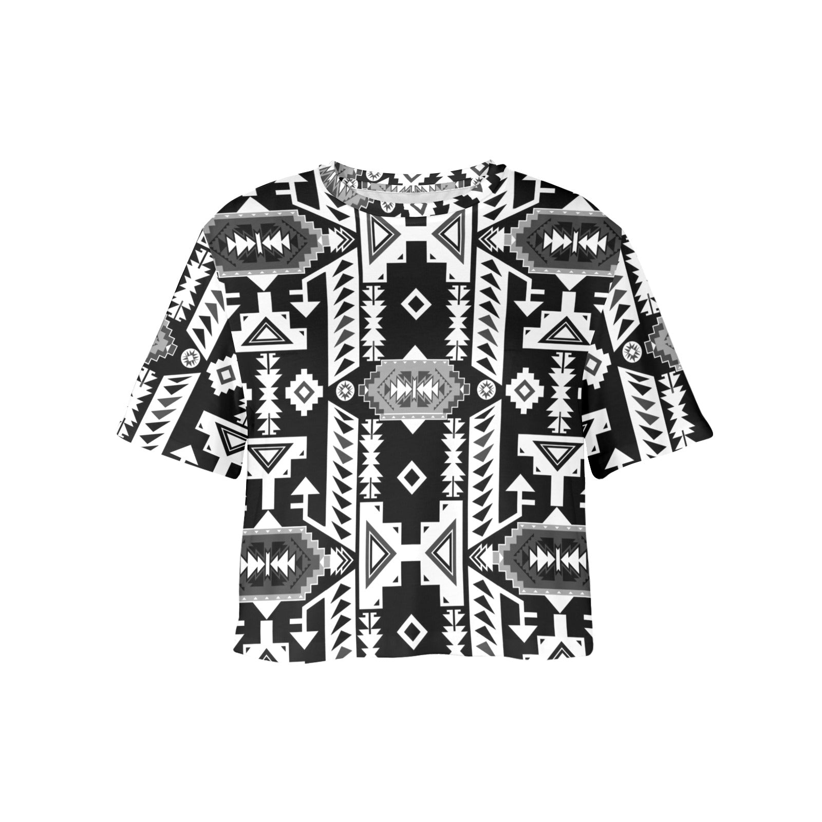 Chiefs Mountain Black and White Women's Cropped T-shirt