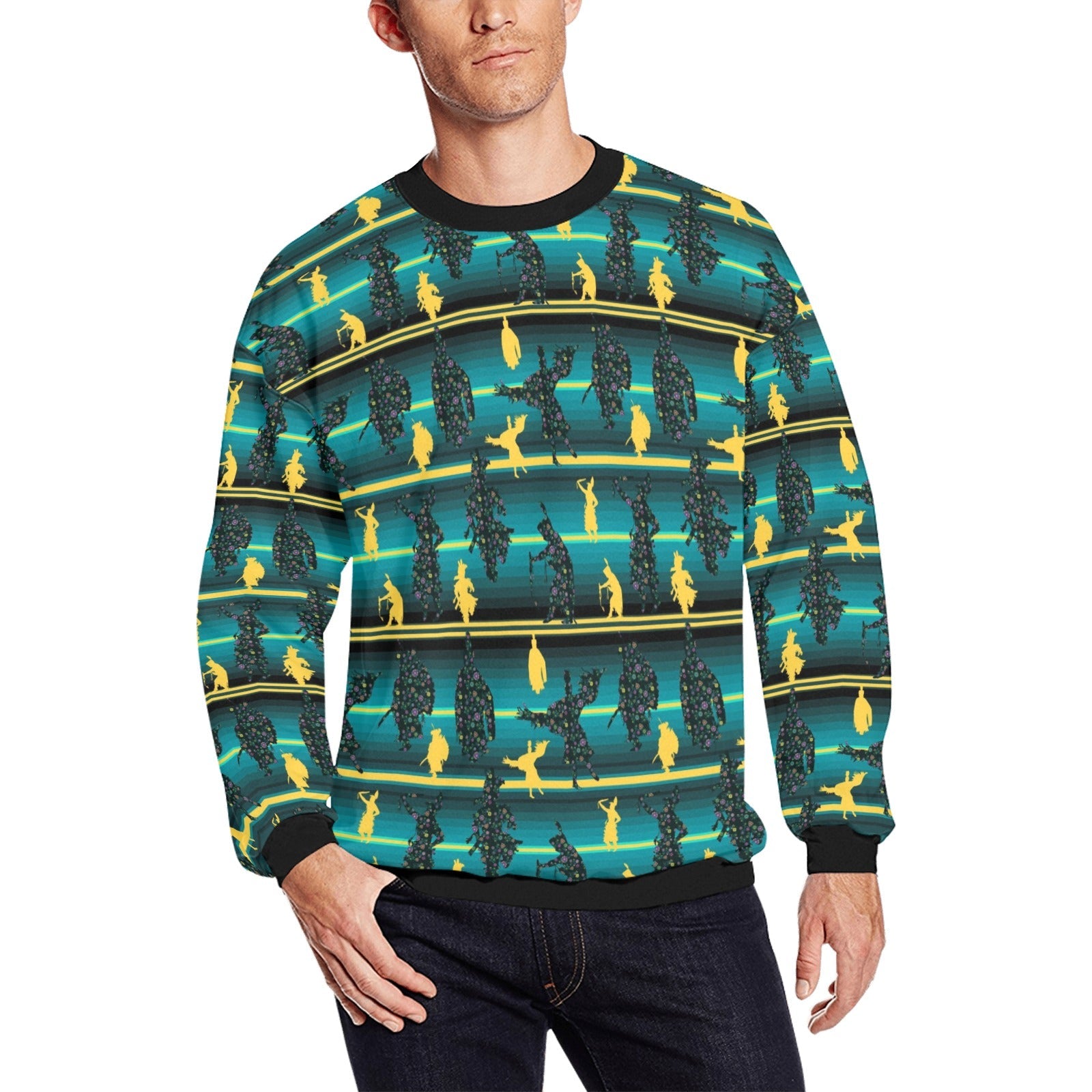 Dancers Inspire Green All Over Print Crewneck Sweatshirt for Men (Model H18) shirt e-joyer 