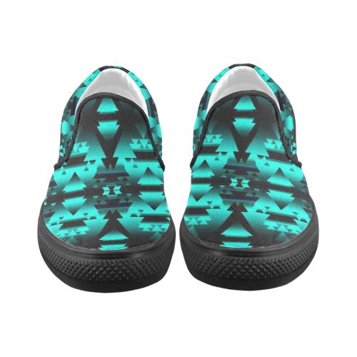 Dark-Deep Lake-Winter-Camp Women's Unusual Slip-on Canvas Shoes (Model 019) Women's Unusual Slip-on Canvas Shoes (019) e-joyer 