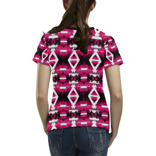 Dark Sunset Winter Camp All Over Print T-shirt for Women/Large Size (USA Size) (Model T40) All Over Print T-Shirt for Women/Large (T40) e-joyer 