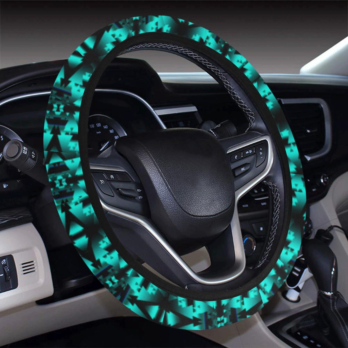 Dark Teal Winter Camp Steering Wheel Cover with Elastic Edge Steering Wheel Cover with Elastic Edge e-joyer 