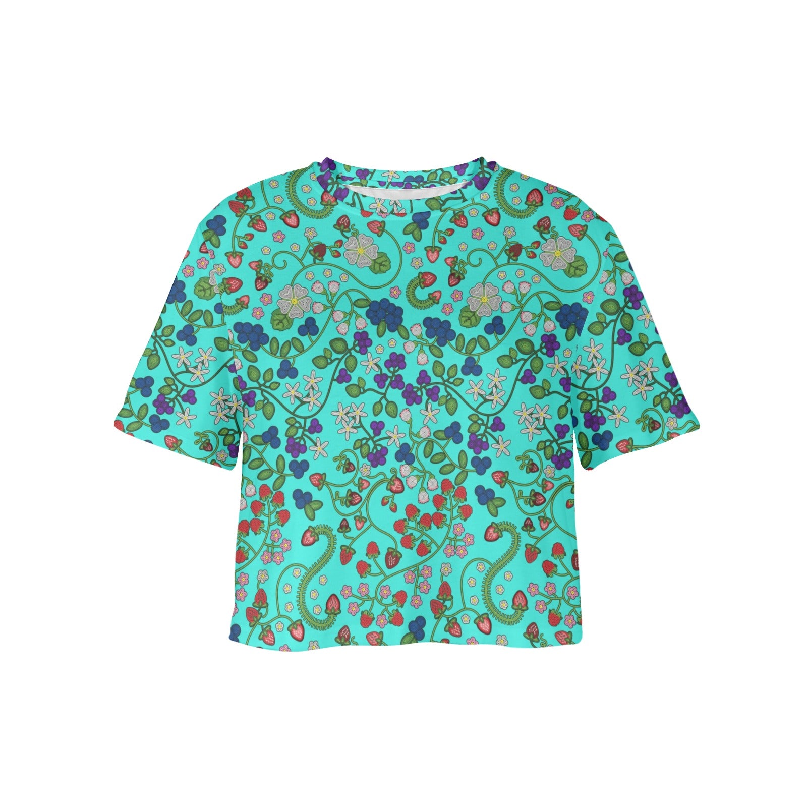 Grandmother Stories Turquoise Women's Cropped T-shirt