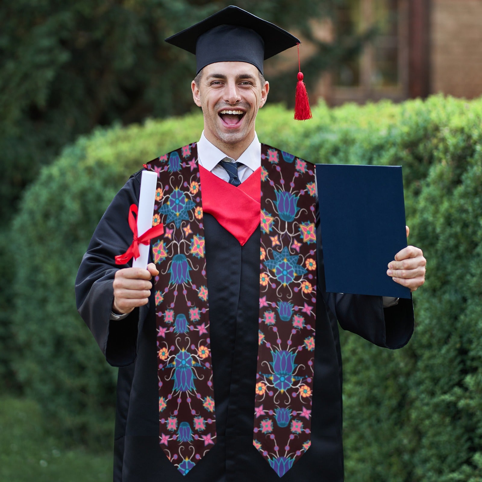 Floral Damask Purple Graduation Stole