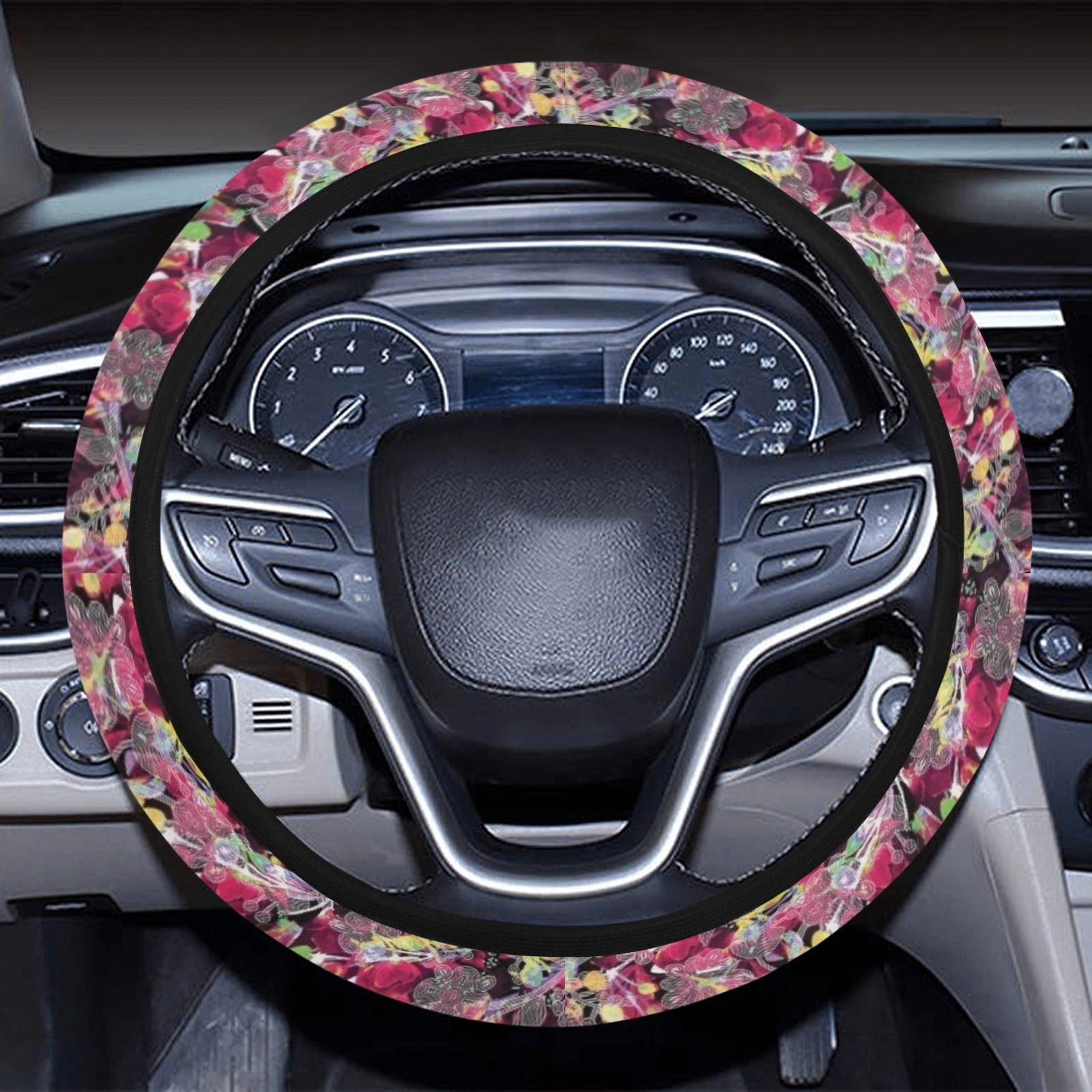 Culture in Nature Maroon Steering Wheel Cover with Elastic Edge