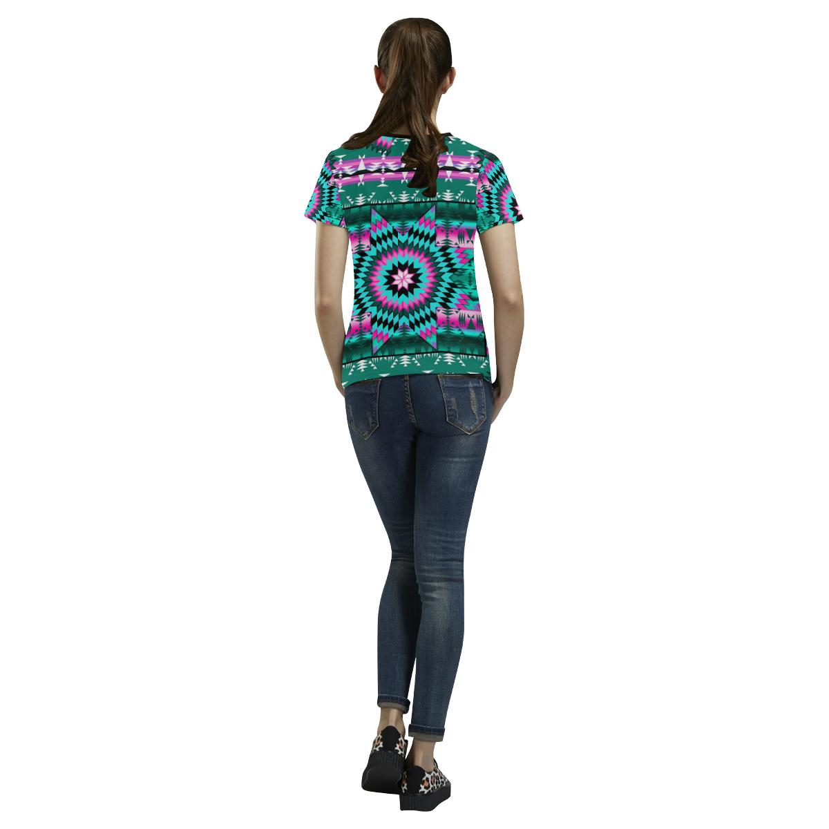 Deep Lake and Sunset Star All Over Print T-shirt for Women/Large Size (USA Size) (Model T40) All Over Print T-Shirt for Women/Large (T40) e-joyer 