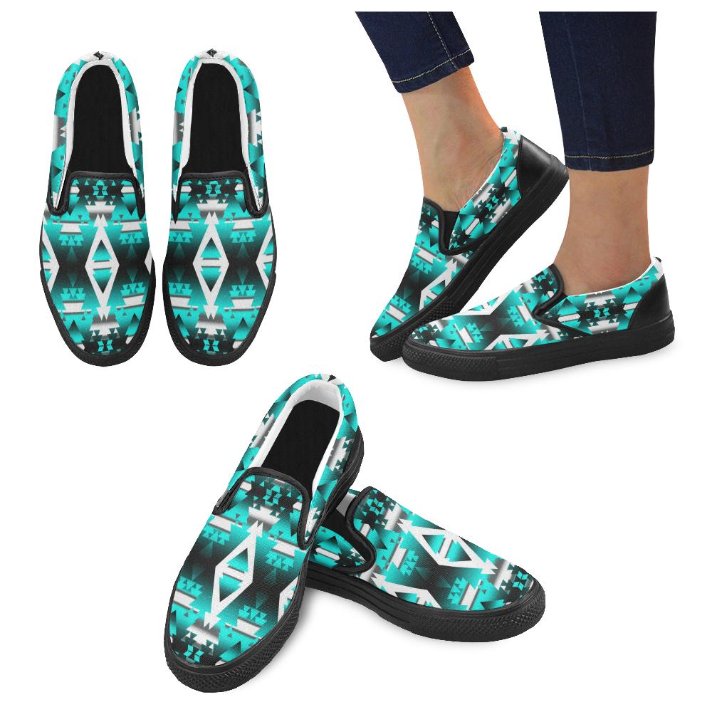 Deep Lake Winter Camp Women's Unusual Slip-on Canvas Shoes (Model 019) Women's Unusual Slip-on Canvas Shoes (019) e-joyer 