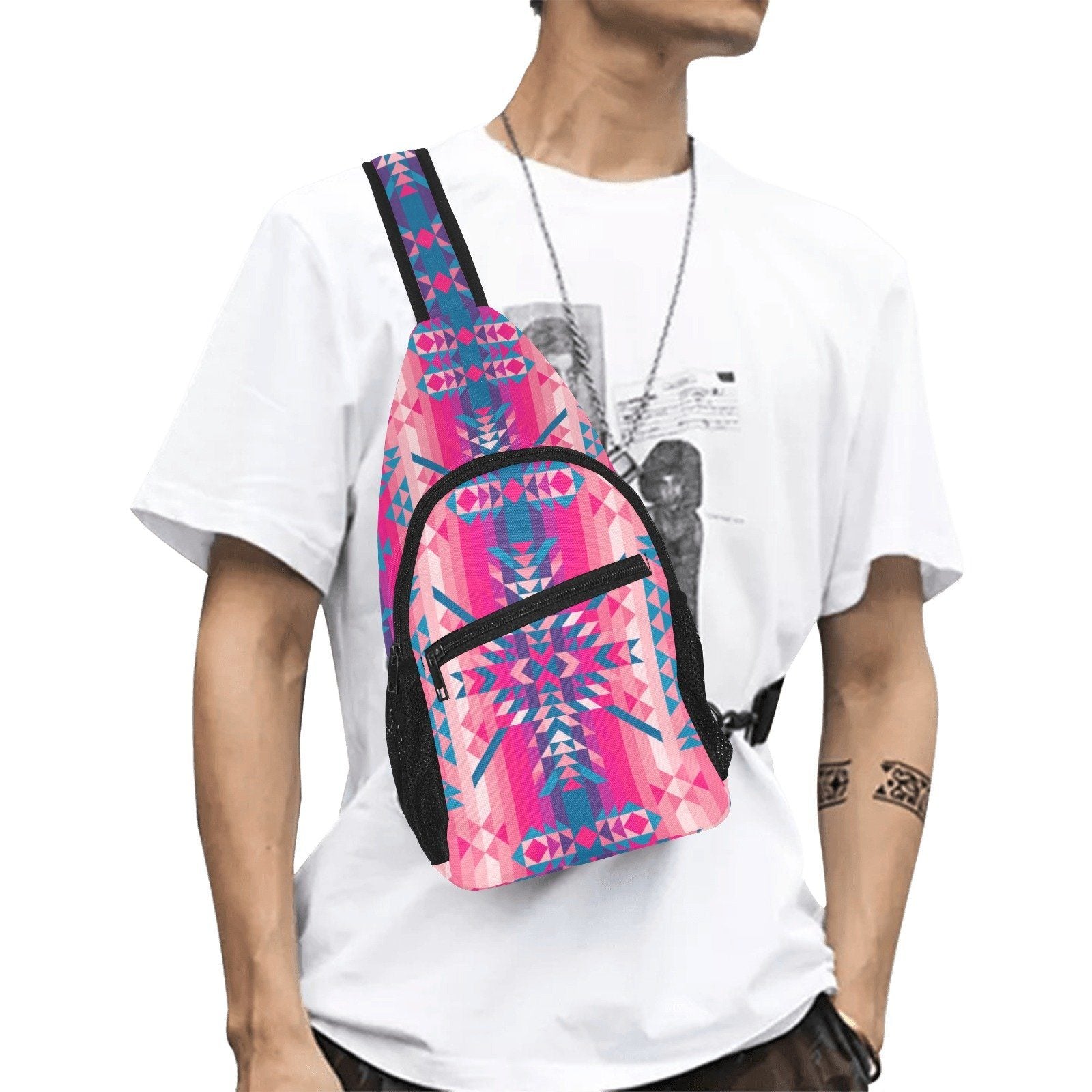 Desert Geo Blue All Over Print Chest Bag (Model 1719) All Over Print Chest Bag (1719) e-joyer 