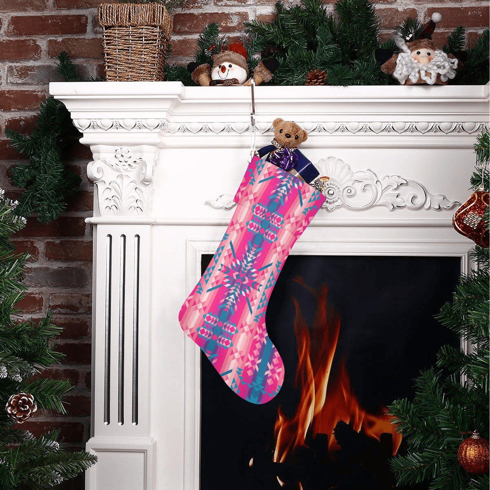 Desert Geo Blue Christmas Stocking holiday stocking e-joyer 