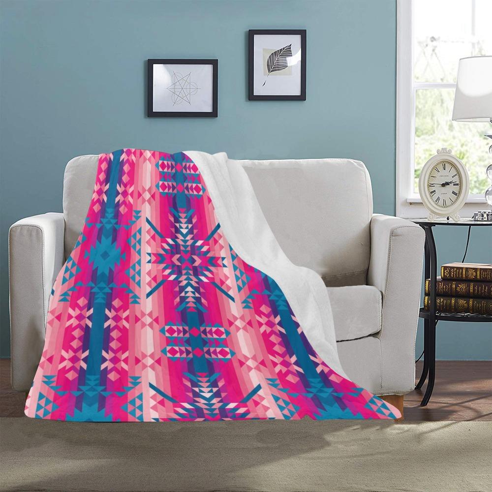 Desert Geo Blue Ultra-Soft Micro Fleece Blanket 40"x50" Ultra-Soft Blanket 40''x50'' e-joyer 